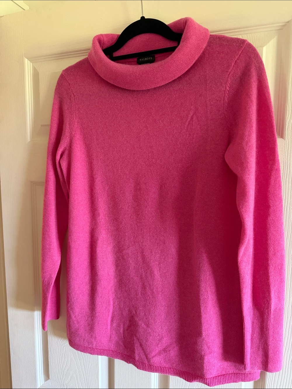 Talbots Hot Pink Cashmere Cowl Neck Sweater